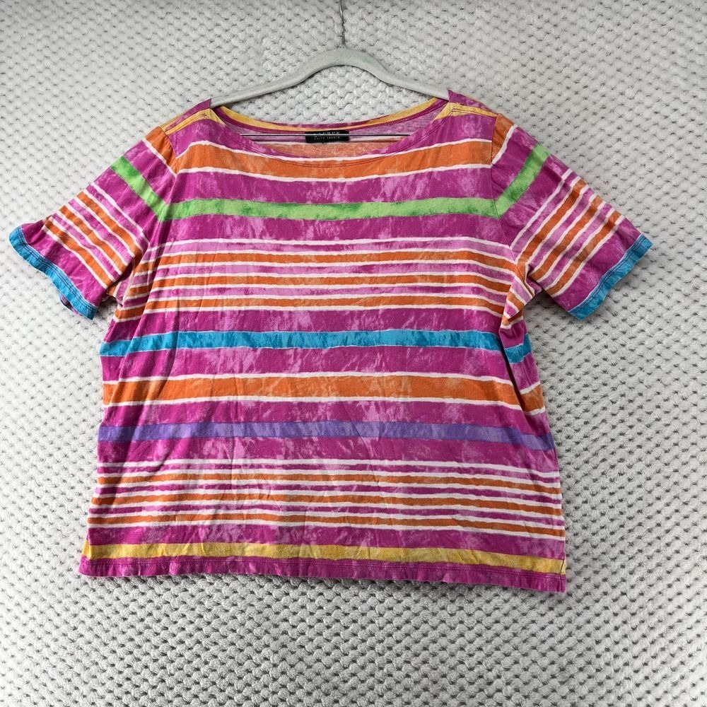 Lauren Ralph Lauren Striped T-Shirt‎ Colorful Short Sleeve Top Plus Size